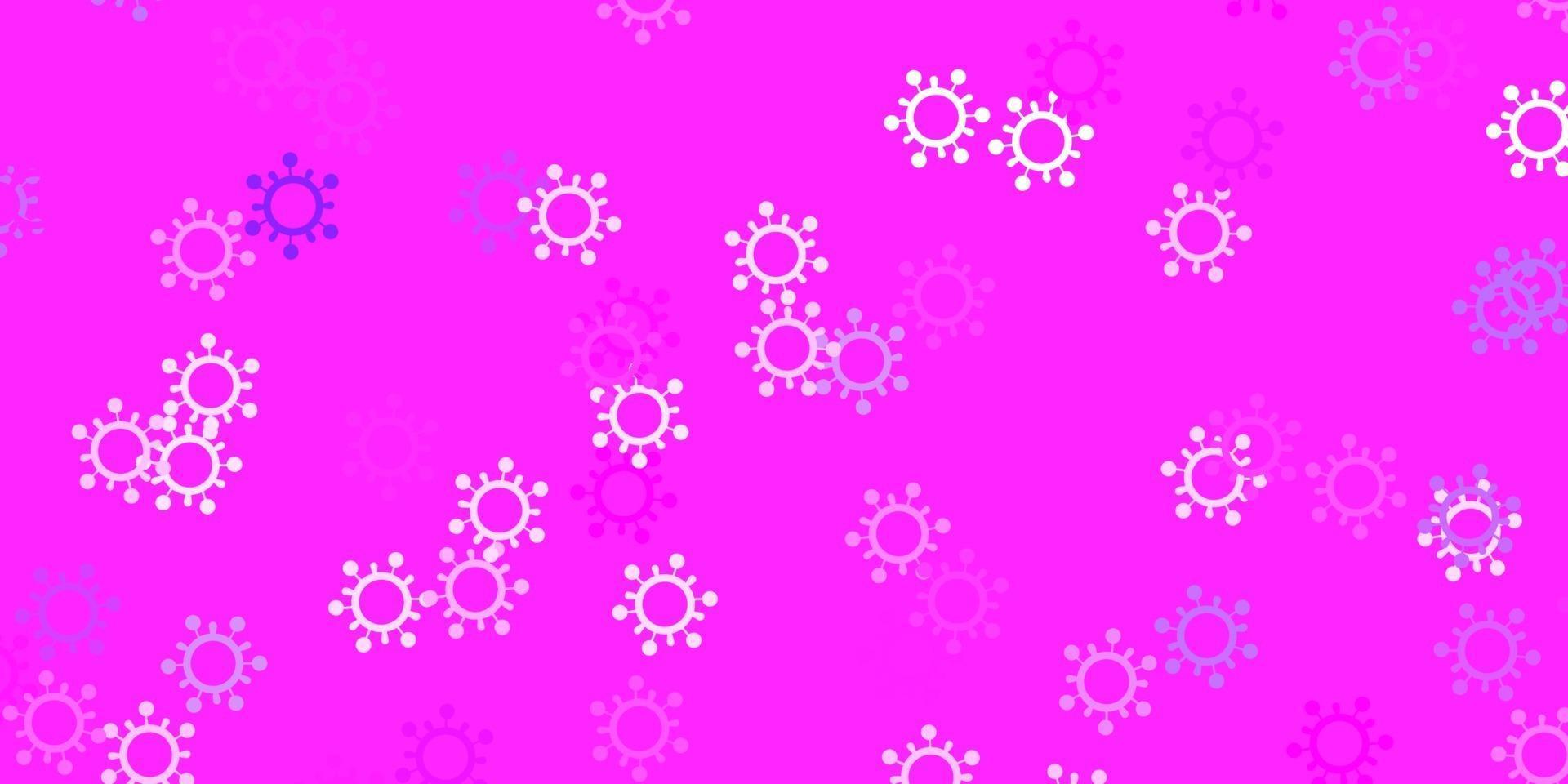 Light purple, pink vector pattern with coronavirus elements.