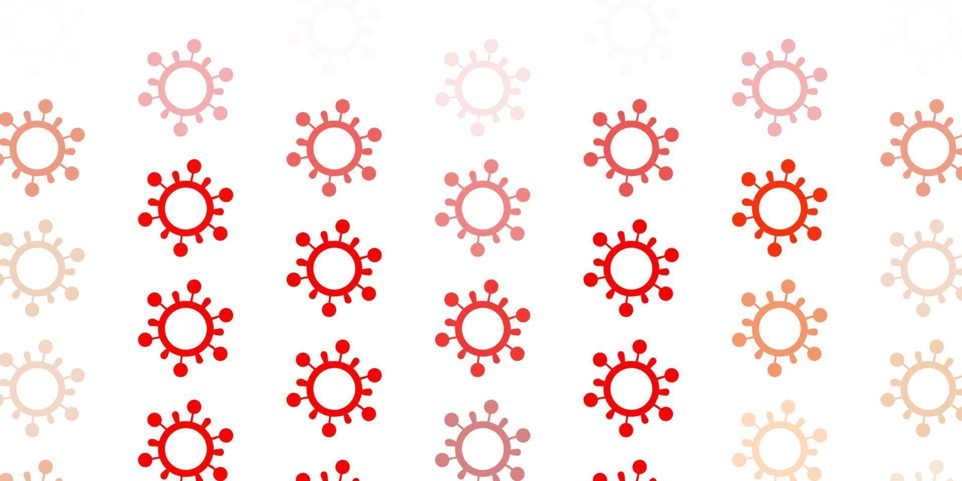 Light Red vector backdrop with virus symbols.