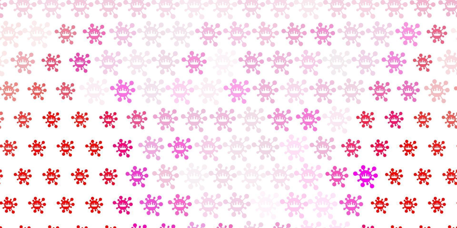 Light Red vector backdrop with virus symbols.