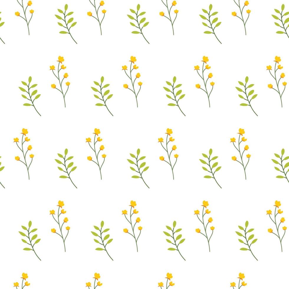 Floral seamless pattern with flowers and leaves on white background. vector