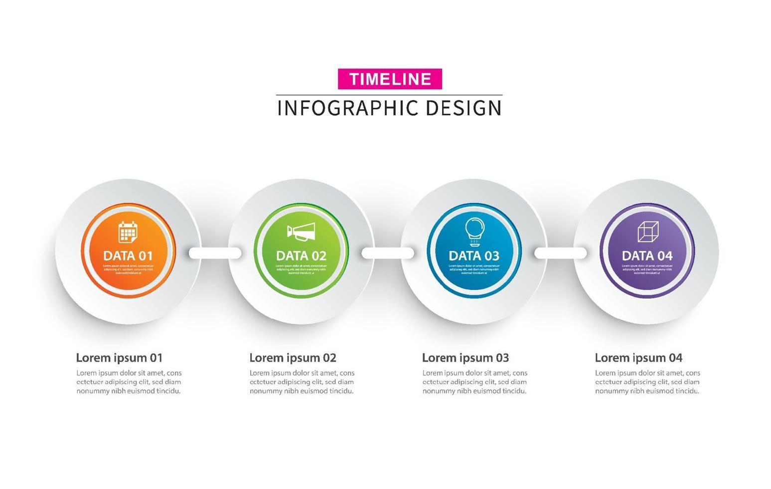 papel de círculo de línea de tiempo de infografía con conjunto de plantillas de 4 datos vector