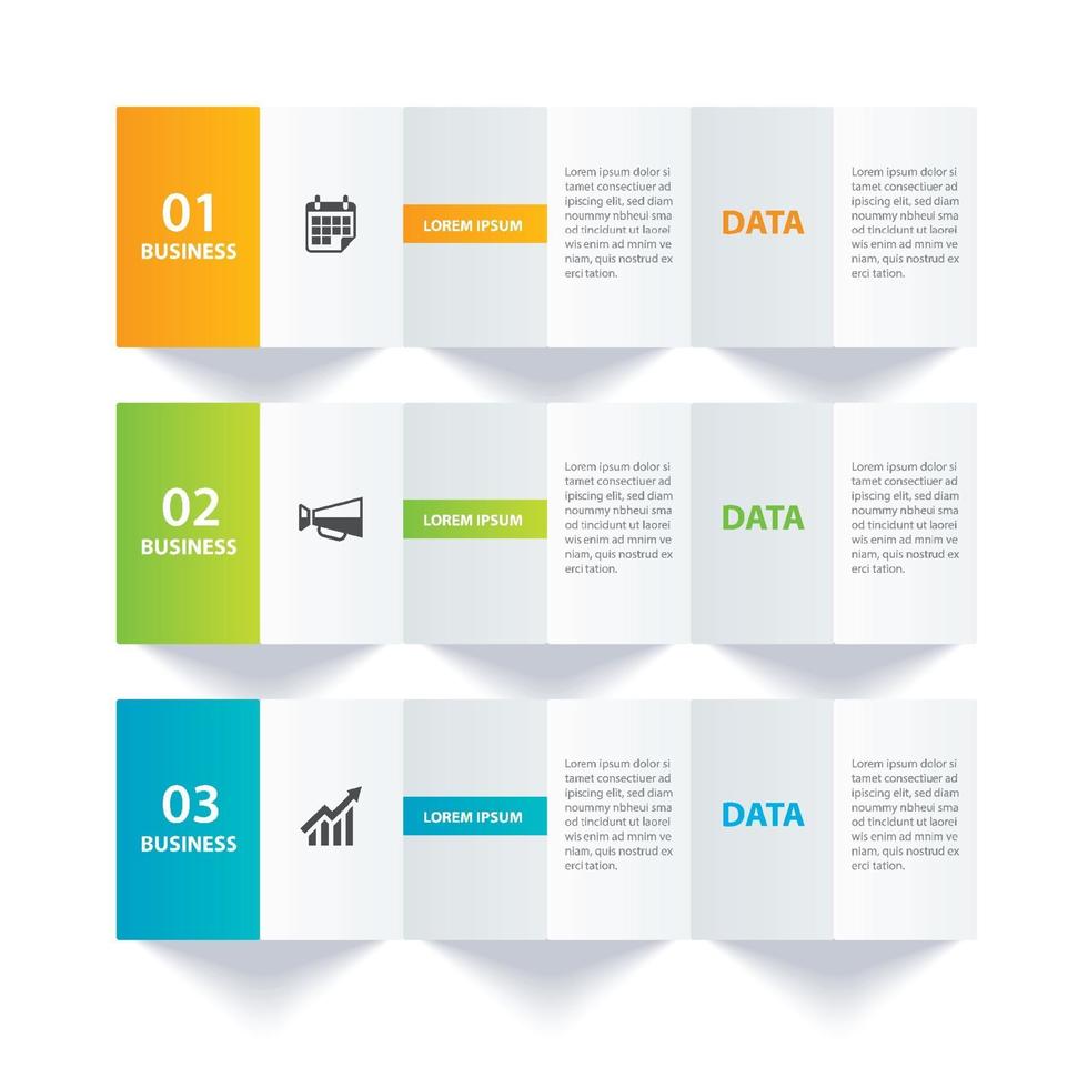 Infographics paper index with 3 data template vector