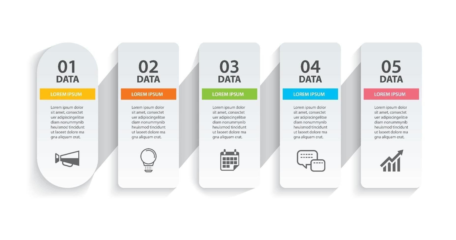 Papel de línea de tiempo de infografías ovaladas con plantilla horizontal de 5 datos vector