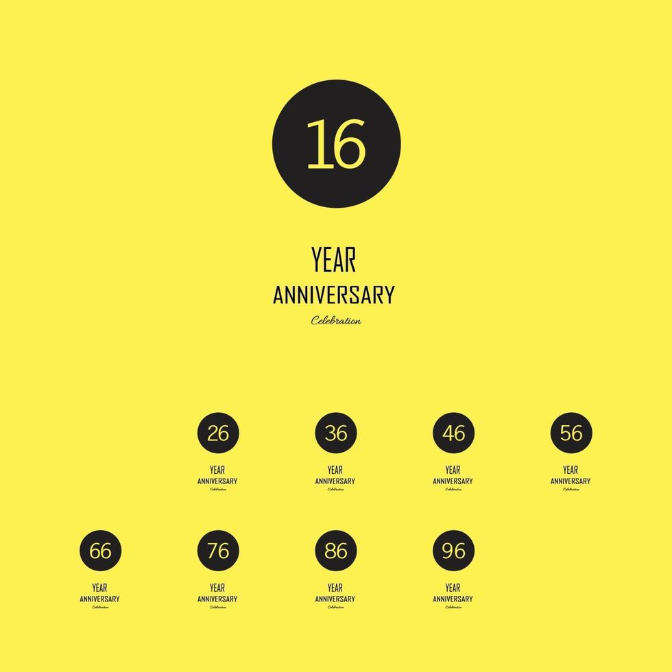 Anniversary celebration on yellow background. Vector festive illustration. Birthday or wedding party event decoration