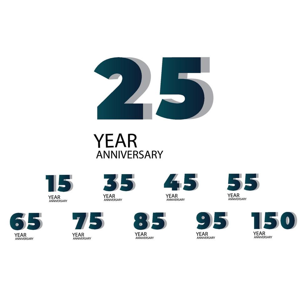 Year Anniversary Vector Template Design Illustration Blue Elegant White Background