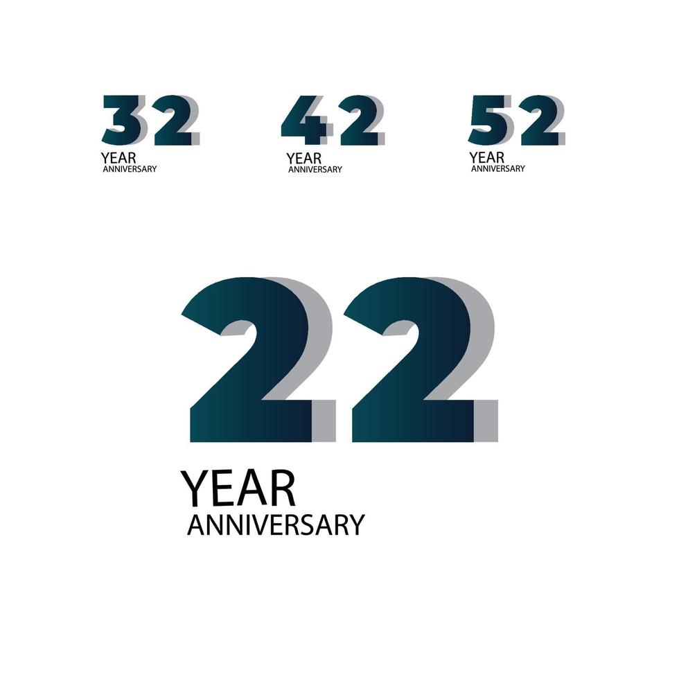 Year Anniversary Vector Template Design Illustration Blue Elegant White Background