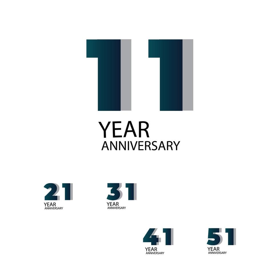 Year Anniversary Vector Template Design Illustration Blue Elegant White Background