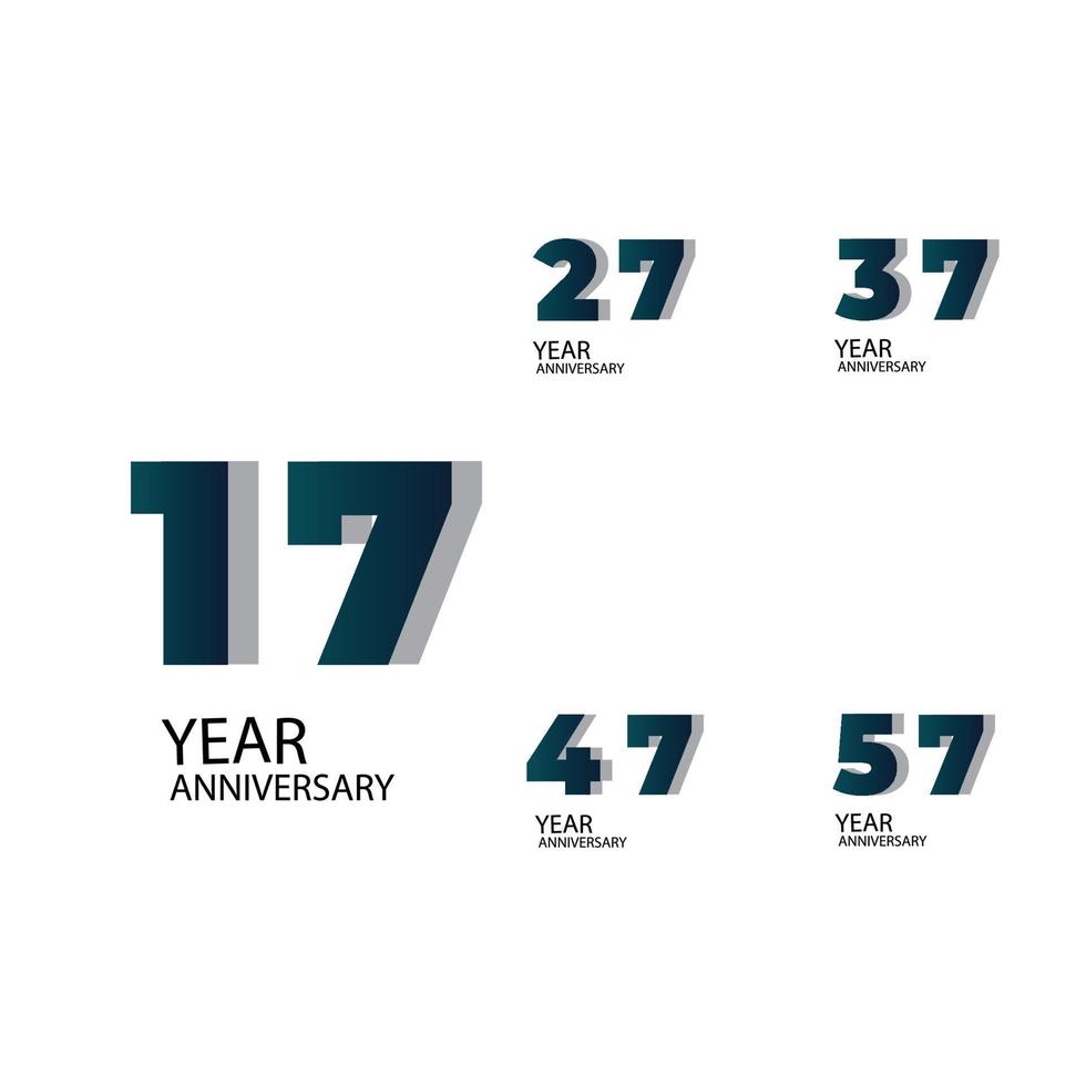 Year Anniversary Vector Template Design Illustration Blue Elegant White Background