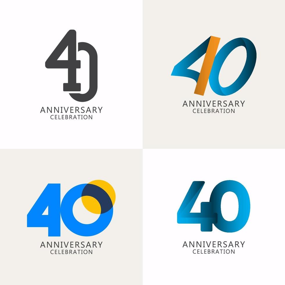 Ilustración de diseño de plantilla de vector de logotipo de compilación de celebración de aniversario de 40 años