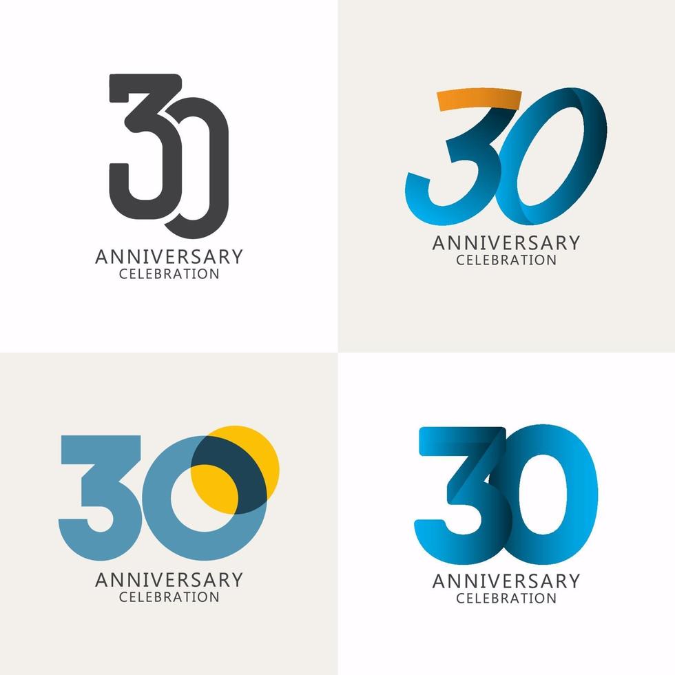30 Years Anniversary Celebration Compilation Logo Vector Template Design Illustration