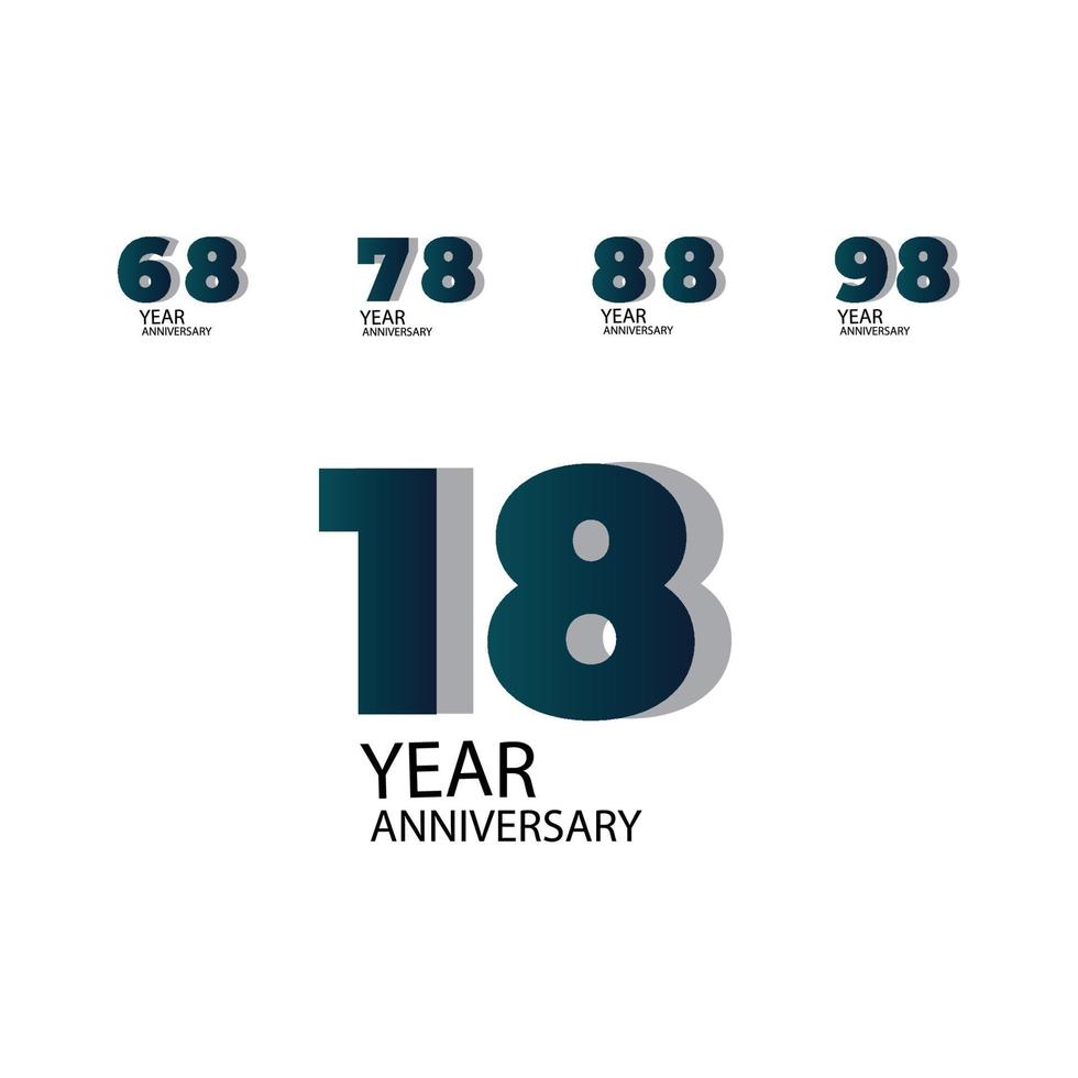 Year Anniversary Vector Template Design Illustration Blue Elegant White Background