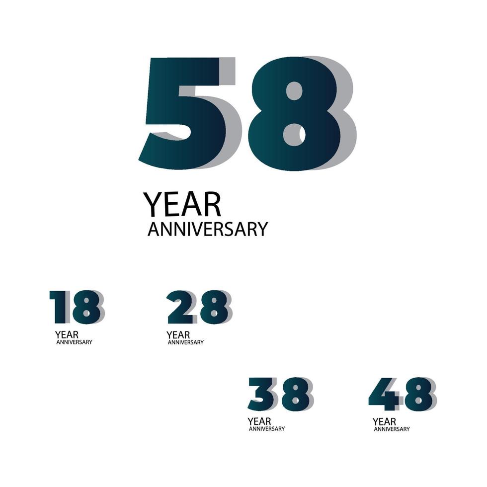Year Anniversary Vector Template Design Illustration Blue Elegant White Background