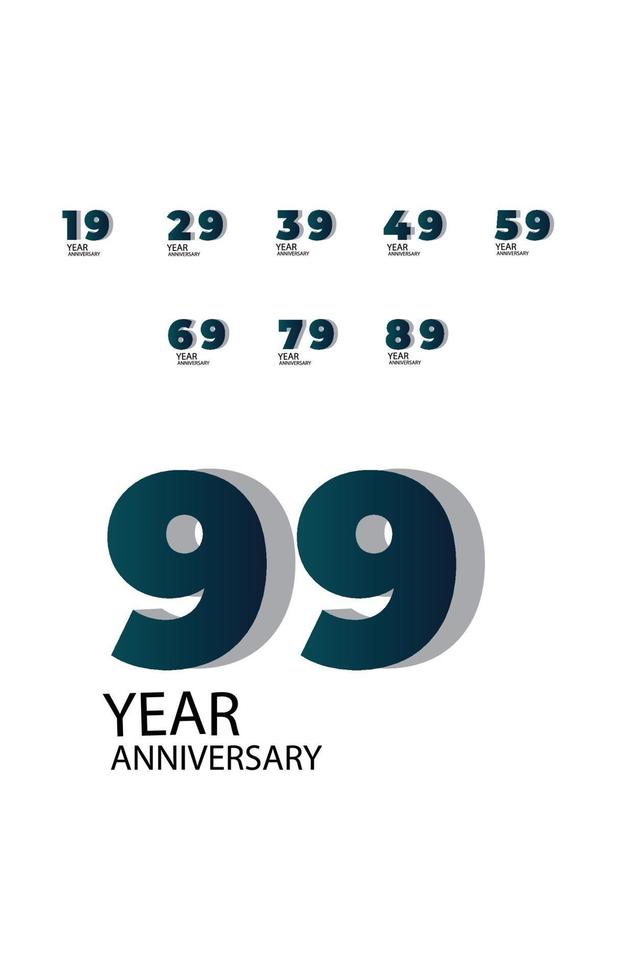 Year Anniversary Vector Template Design Illustration Blue Elegant White Background