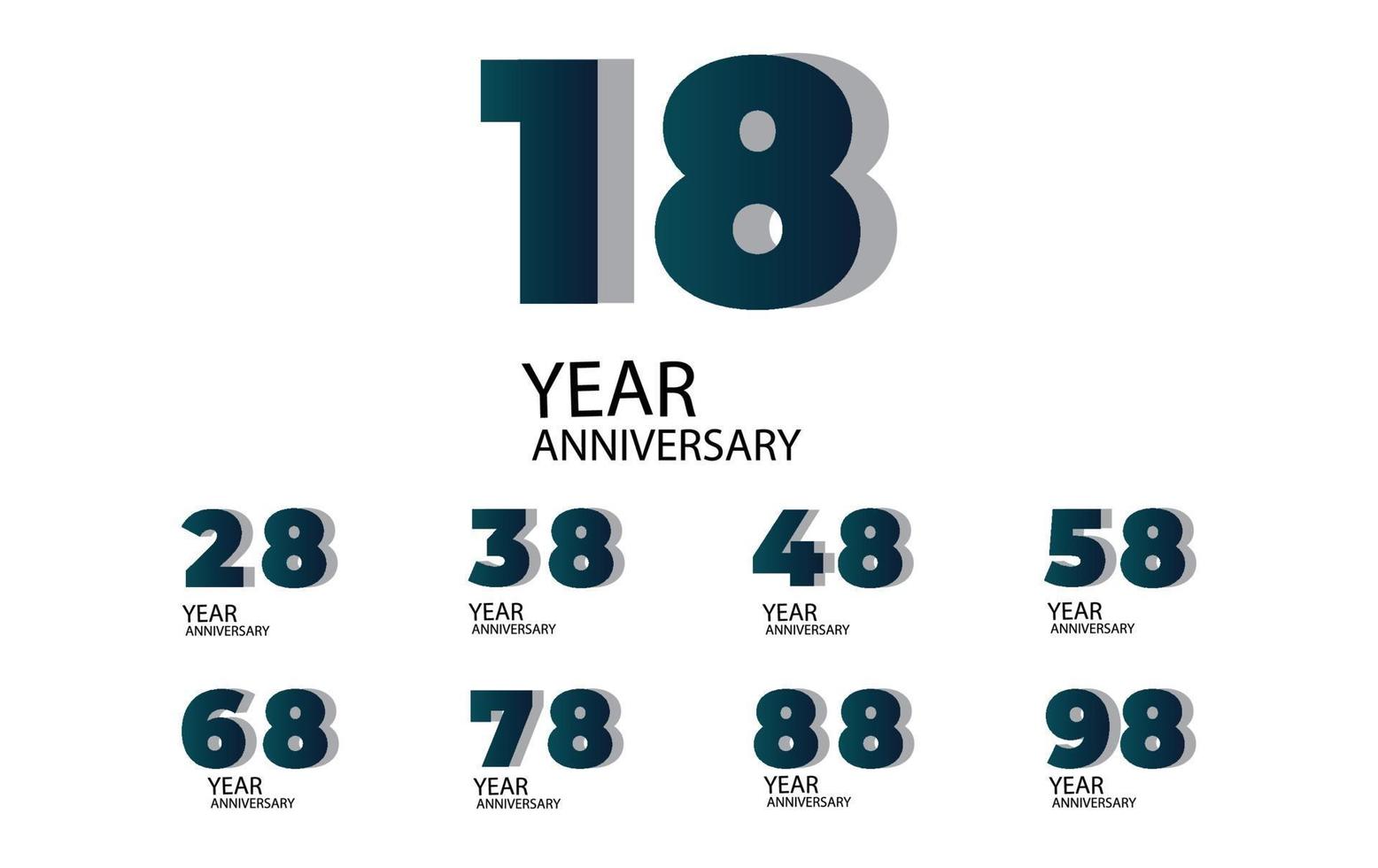 Year Anniversary Vector Template Design Illustration Blue Elegant White Background