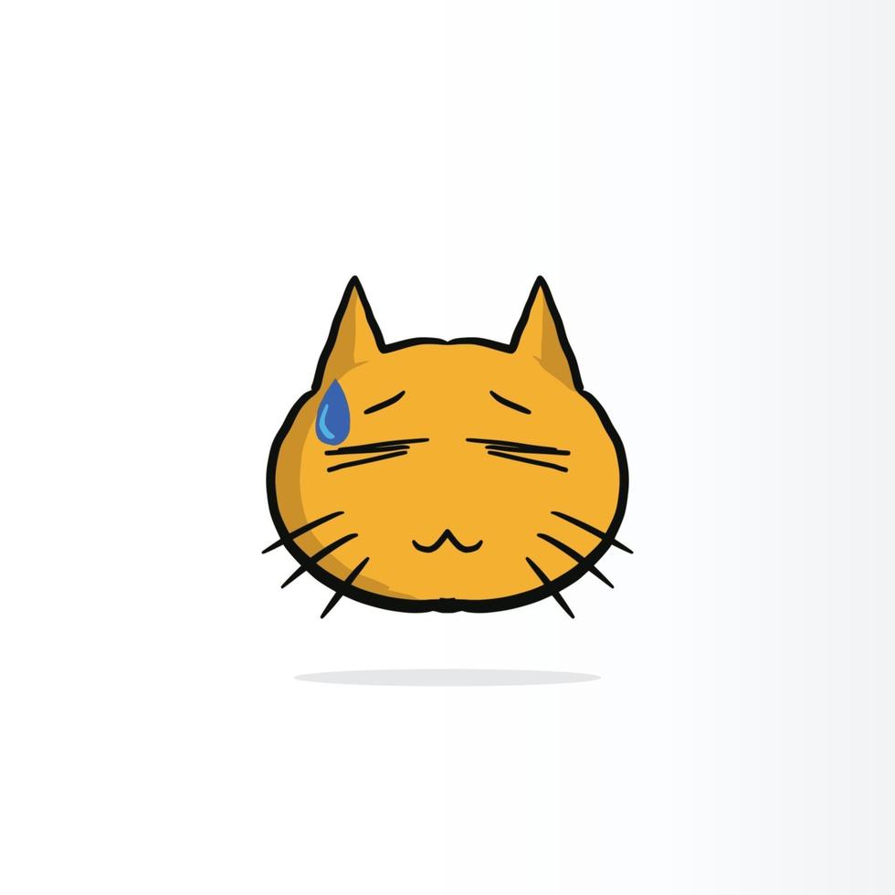 Yellow smiley face cat or happy emotion at work, on paper cup and papers. Happy work day concept vector