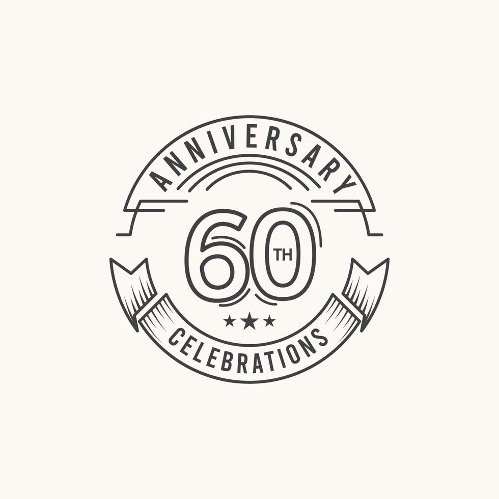 Ilustración de diseño de plantilla de vector de logotipo de celebración de aniversario de 60 años