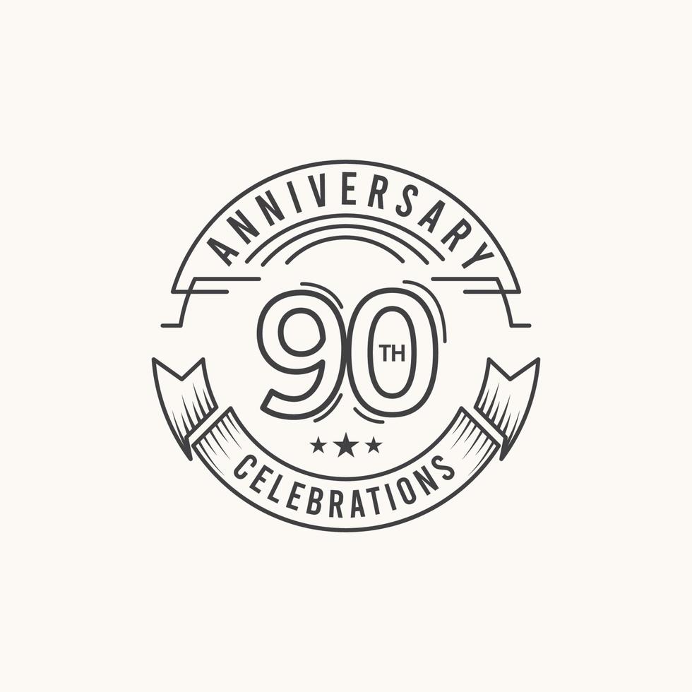 Ilustración de diseño de plantilla de vector de logotipo de celebración de aniversario de 90 años