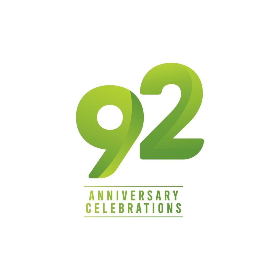 92 Years Anniversary Celebration Number Vector Template Design Illustration 2107150 Vector Art