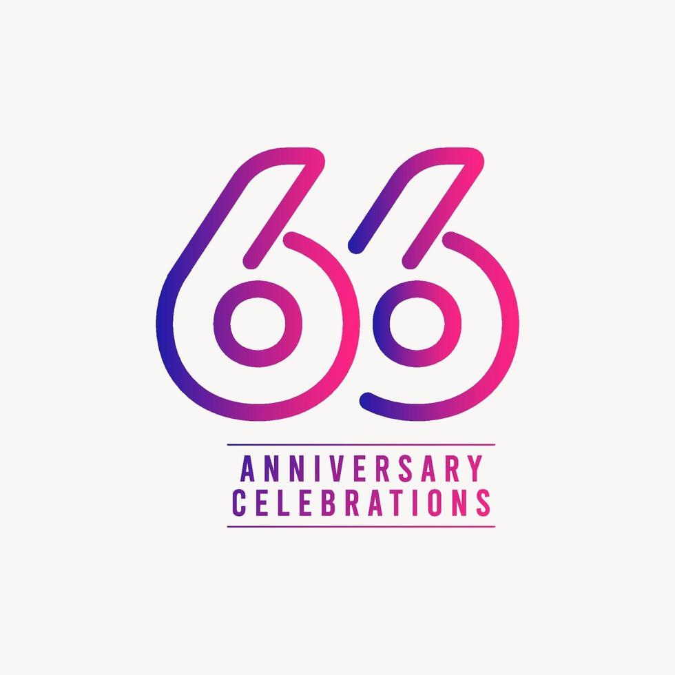 66 Years Anniversary Celebration Number Vector Template Design Illustration