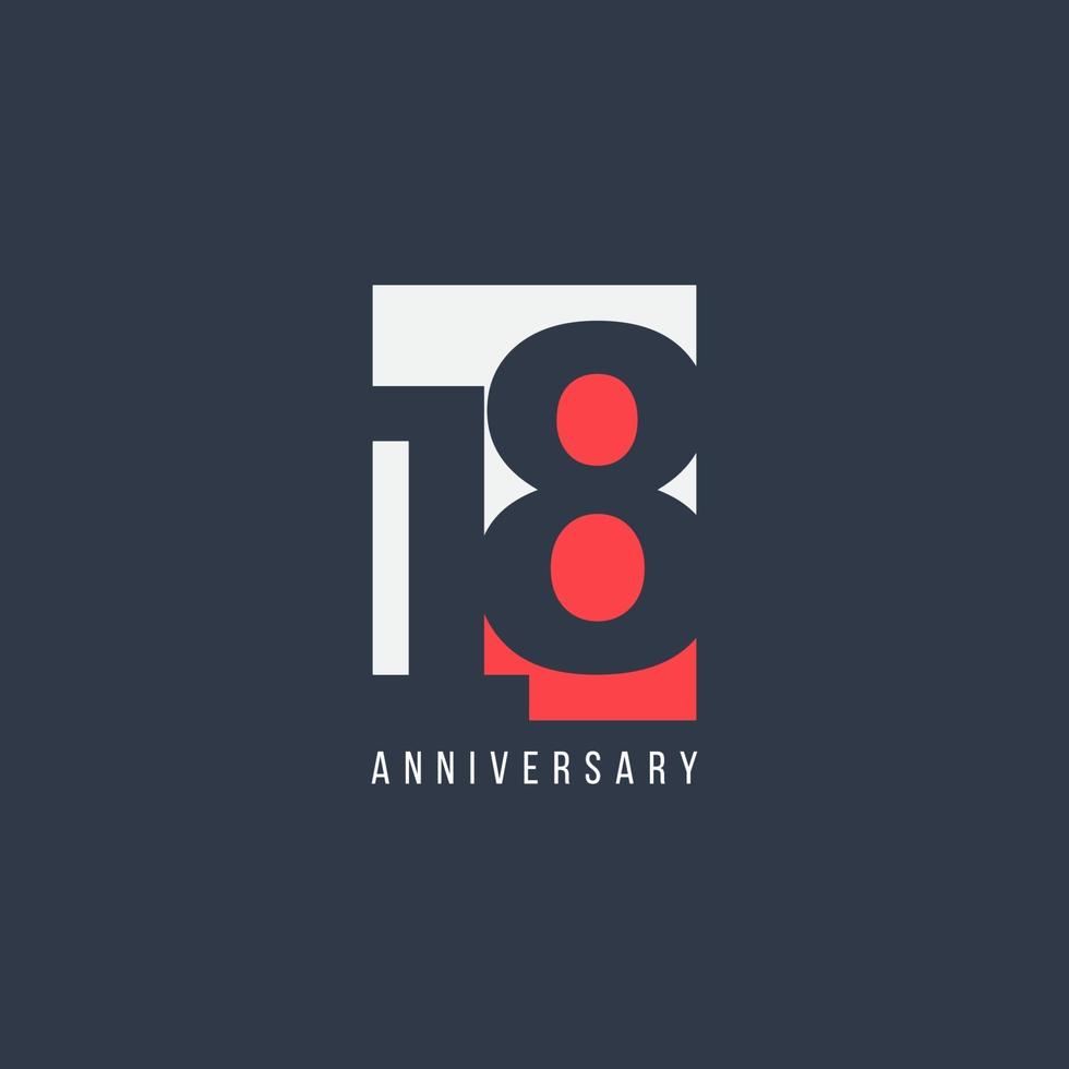 18 Th Anniversary Celebration Vector Template Design Illustration