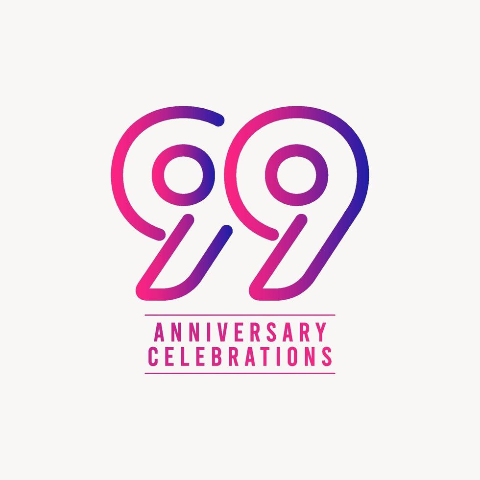 99 Years Anniversary Celebration Number Vector Template Design Illustration