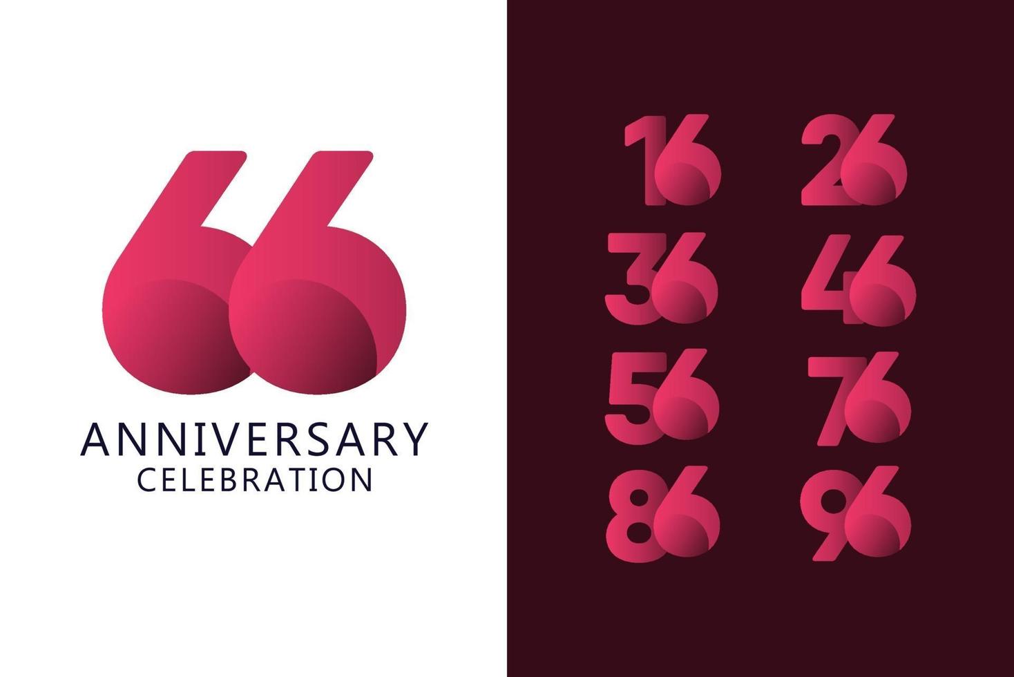 Ilustración de diseño de plantilla de vector de logotipo de celebración de aniversario de 66 años