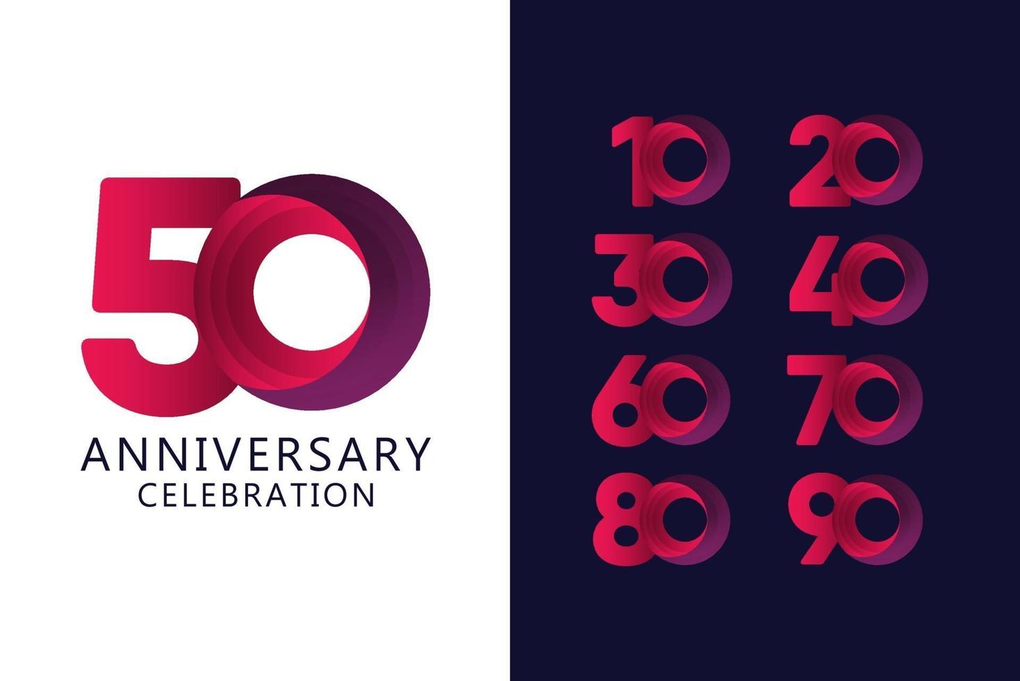 Ilustración de diseño de plantilla de vector de logotipo rojo de celebración de aniversario de 50 años