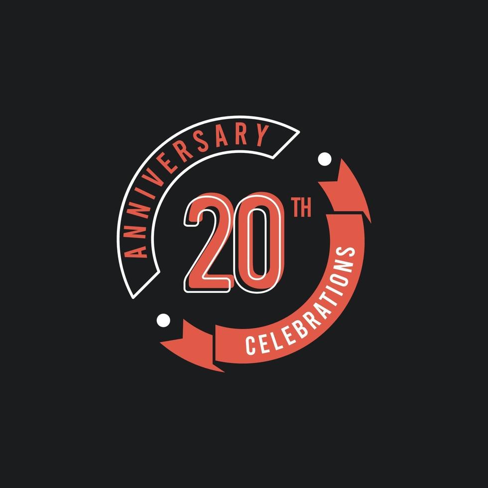 20 Th Anniversary Celebrations Elegant Vector Template Design Illustration