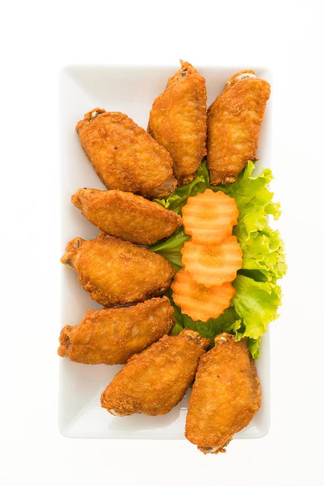 Fried chicken wings on a white plate photo