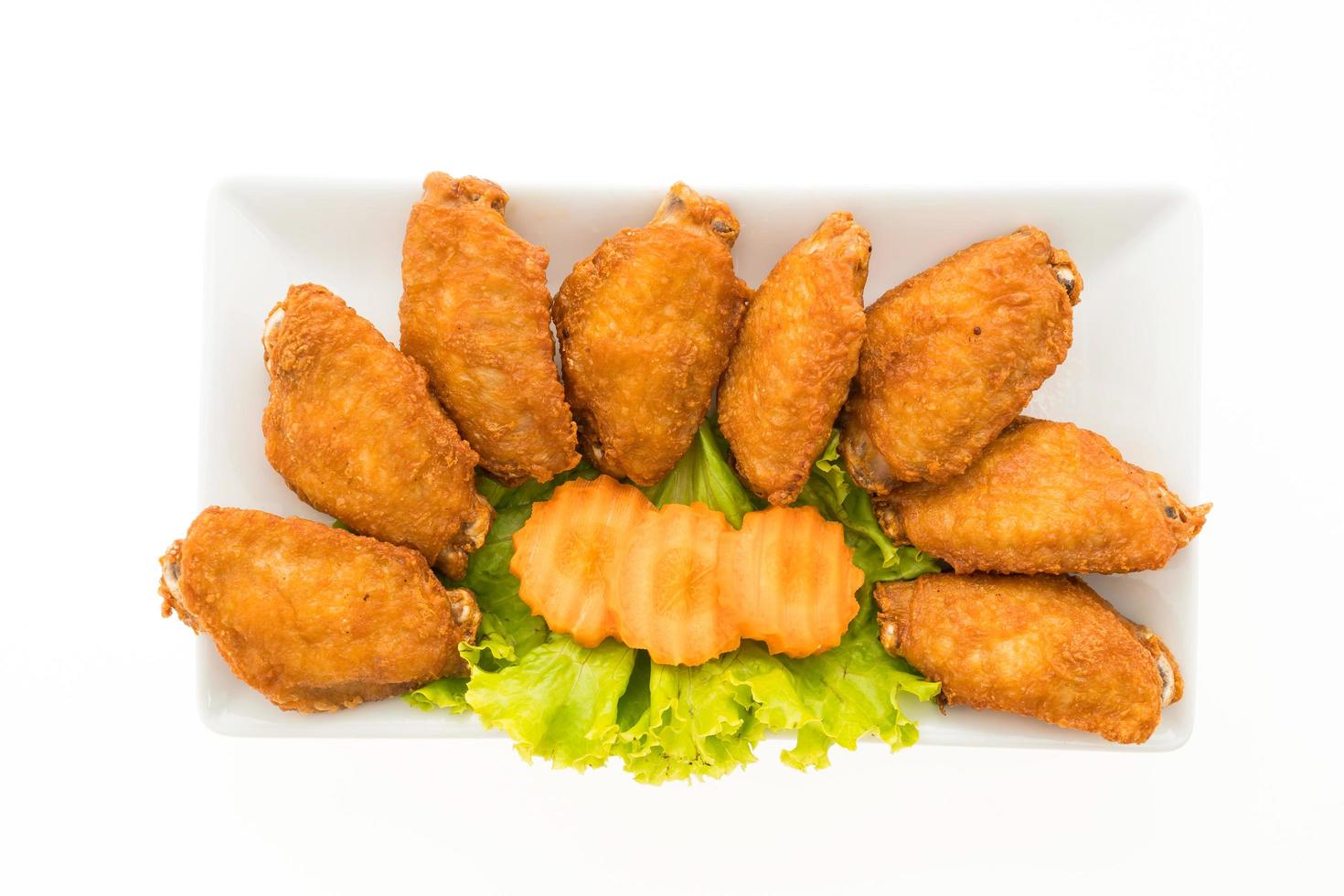 Fried chicken wings on a white plate photo