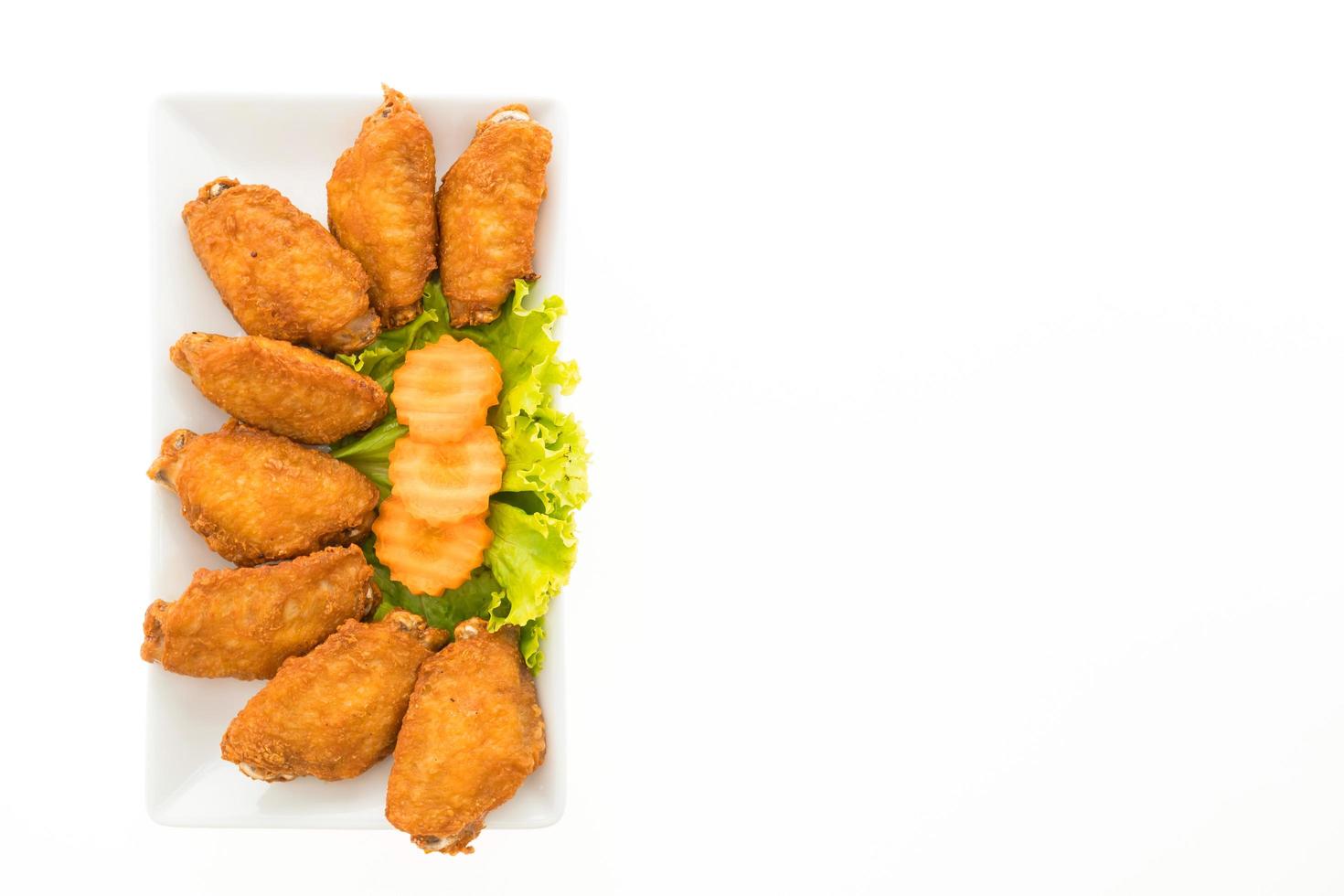 Fried chicken wings on a white plate photo