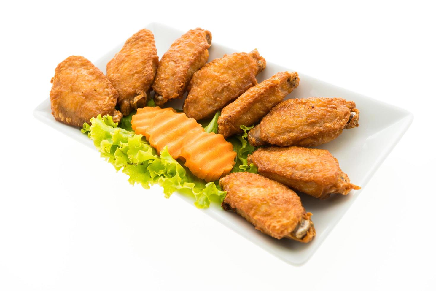 Fried chicken wings on a white plate photo