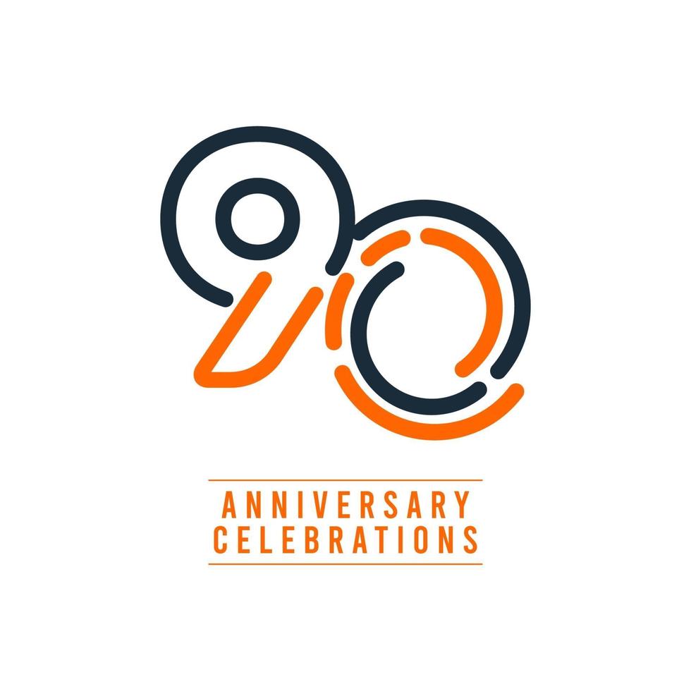 90 Years Anniversary Celebration Vector Template Design Illustration