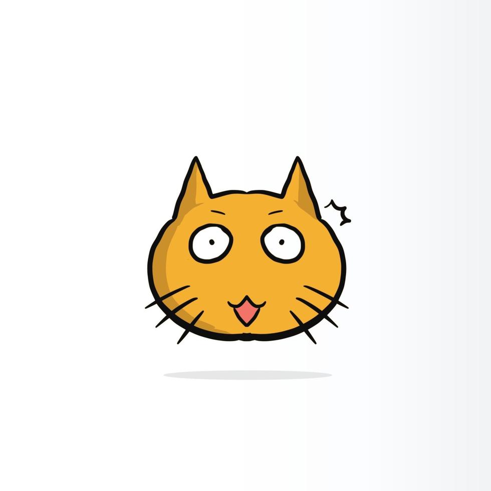 Yellow smiley face cat or happy emotion at work, on paper cup and papers. Happy work day concept vector