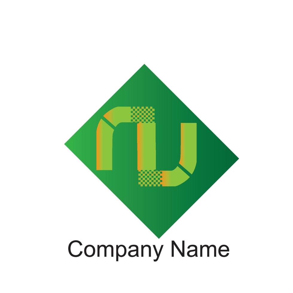 logotipo de nu con círculo colorido, con letra de composición rayada, juegos de tarjetas de presentación para la identidad de la empresa, industria creativa, web. - vector
