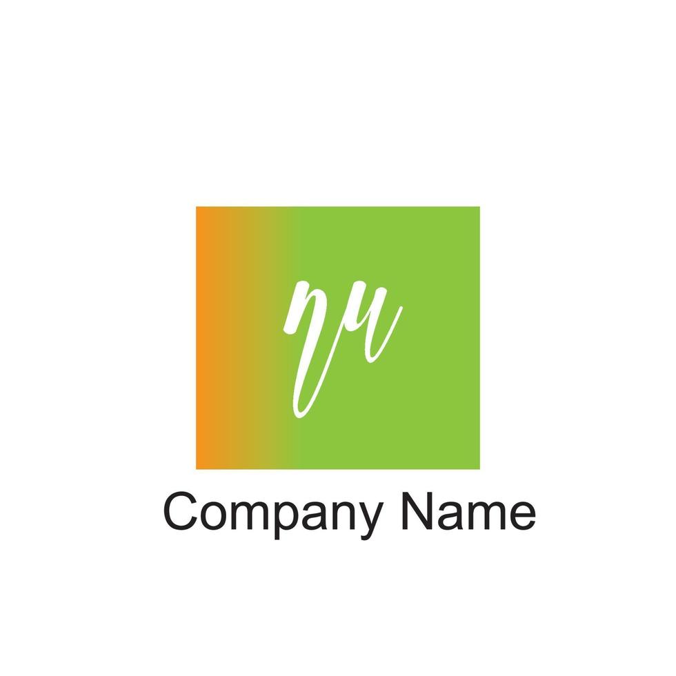 logotipo de la letra nu con círculo colorido, con letra de composición rayada, juegos de tarjetas de visita para la identidad de la empresa, industria creativa, web. - vector