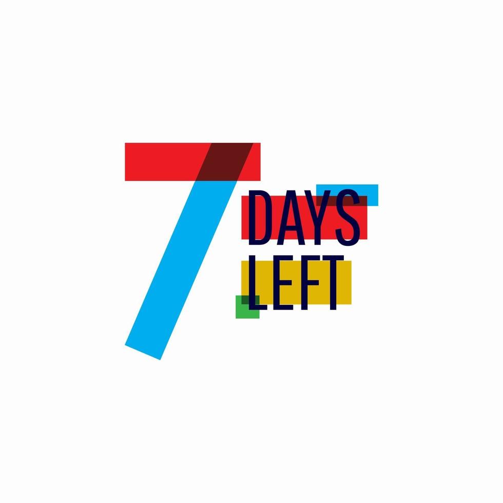 7 Days Left Number Vector Template Design Illustration