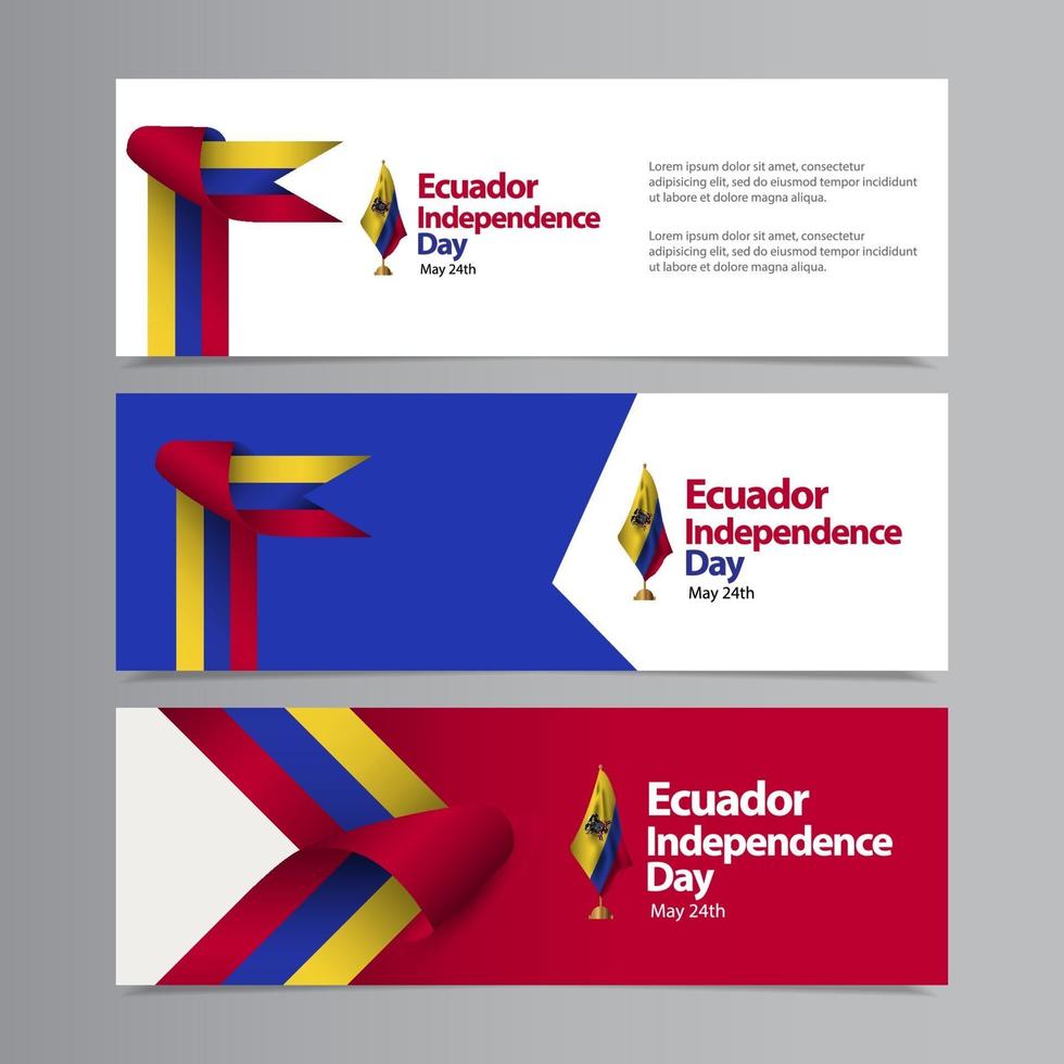 feliz día de la independencia de ecuador celebración vector plantilla diseño ilustración