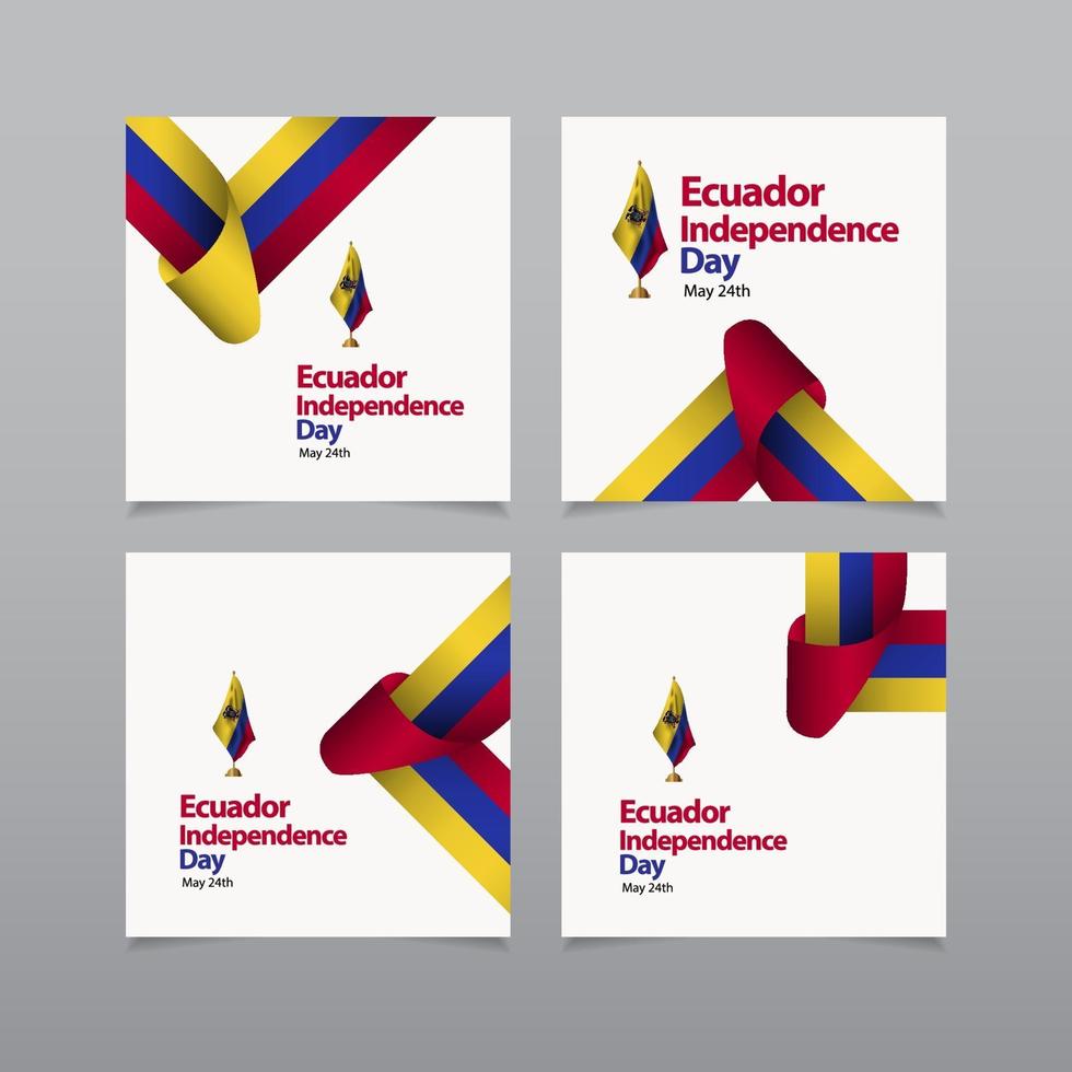 feliz día de la independencia de ecuador celebración vector plantilla diseño ilustración