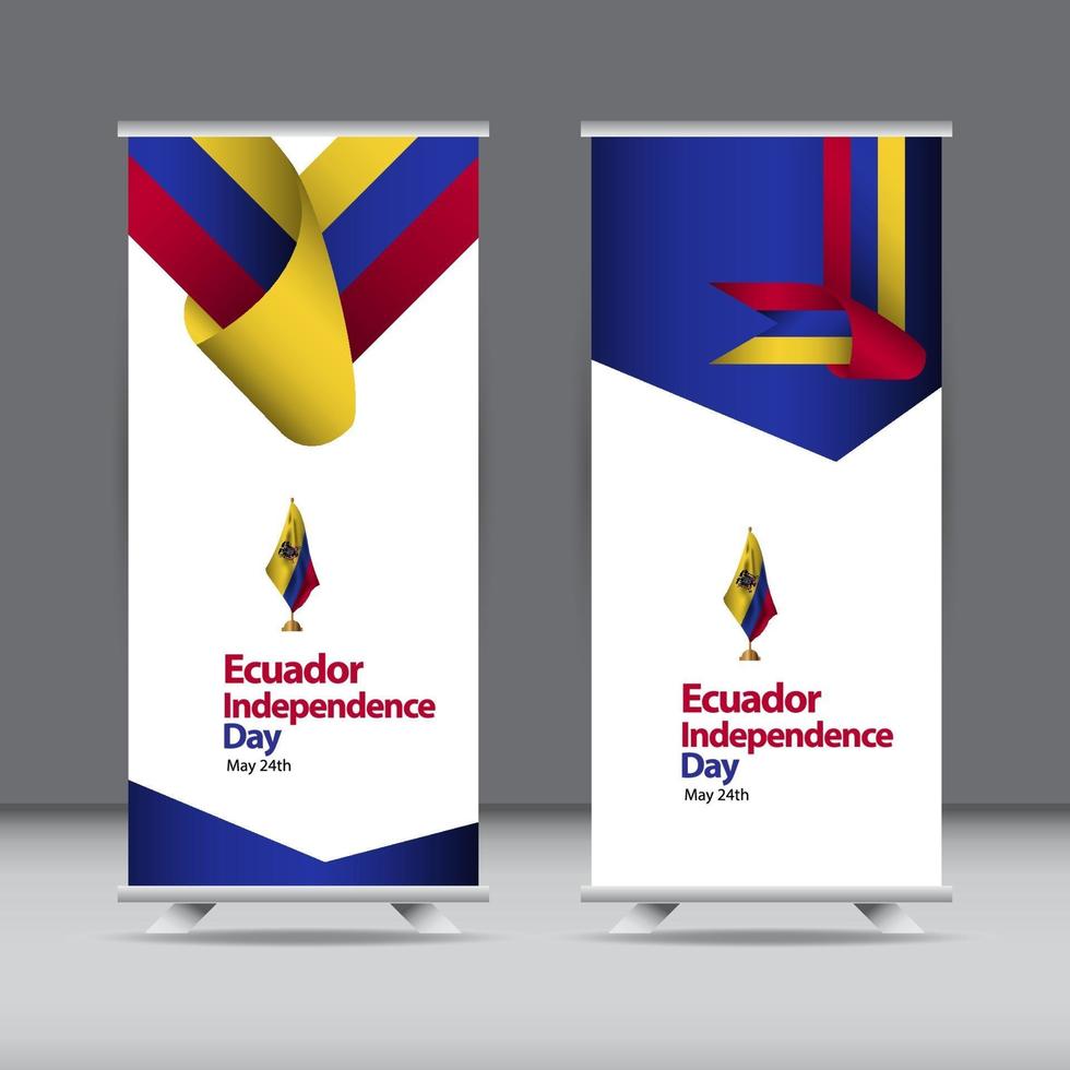 feliz día de la independencia de ecuador celebración vector plantilla diseño ilustración