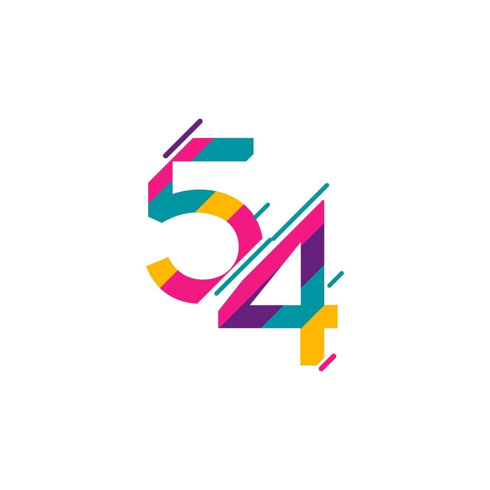 Ilustración de diseño de plantilla de vector de celebración de aniversario de 54 años