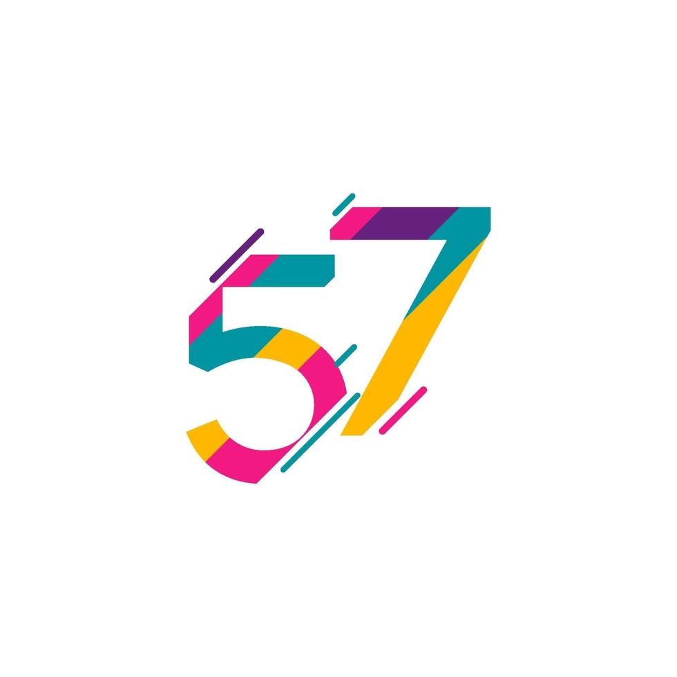 Ilustración de diseño de plantilla de vector de celebración de aniversario de 57 años