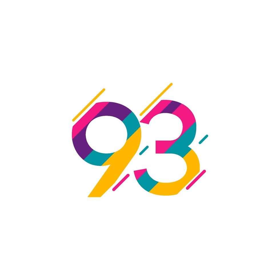 93 Years Anniversary Celebration Logo Vector Template Design Illustration