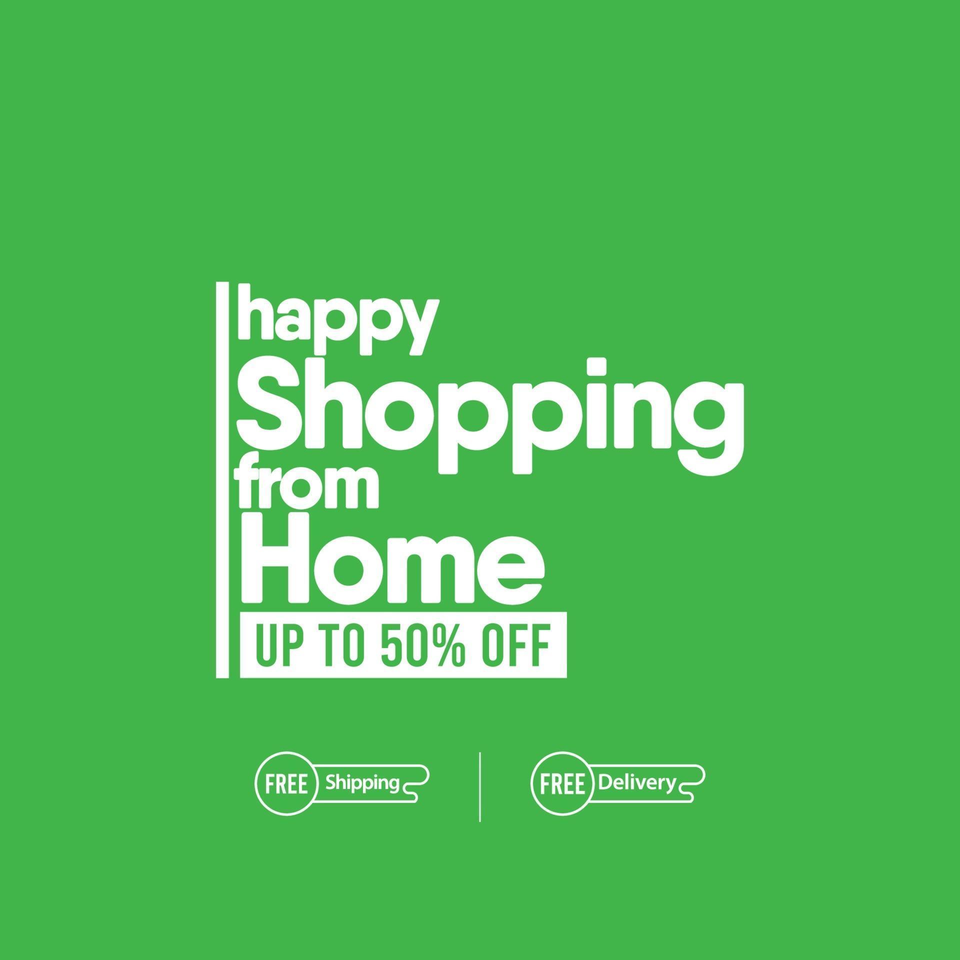 Happy Shopping From Home Logo Label Tag Vector Template Design Illustration 2107648 Vector Art