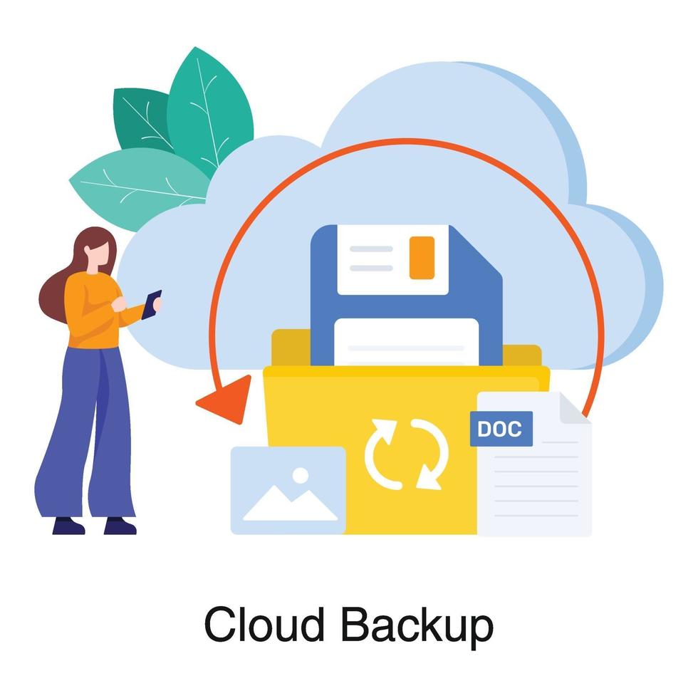 Cloud Backup Service Concept vector