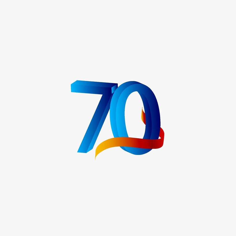 70 Years Anniversary Celebration Number Blue Vector Template Design Illustration