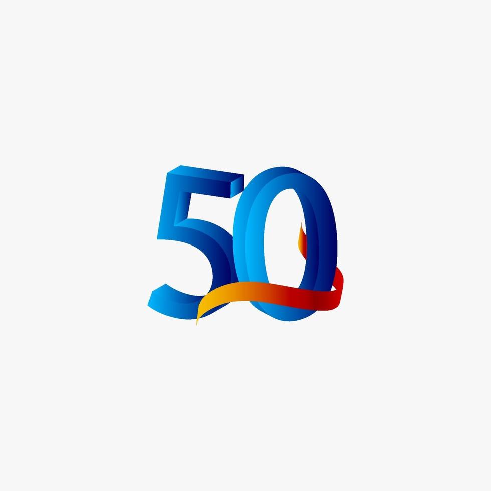 Ilustración de diseño de plantilla de vector azul número de celebración de aniversario de 50 años