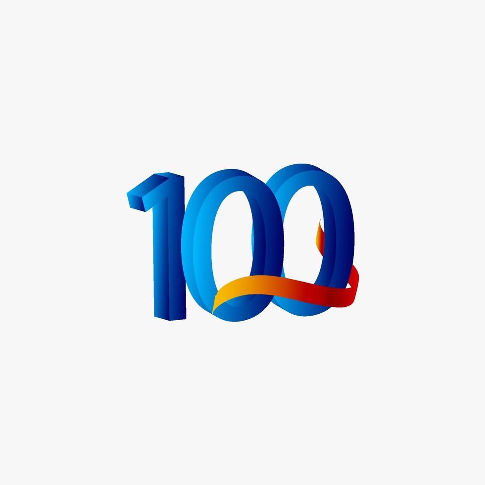 100 Years Anniversary Celebration Number Blue Vector Template Design Illustration