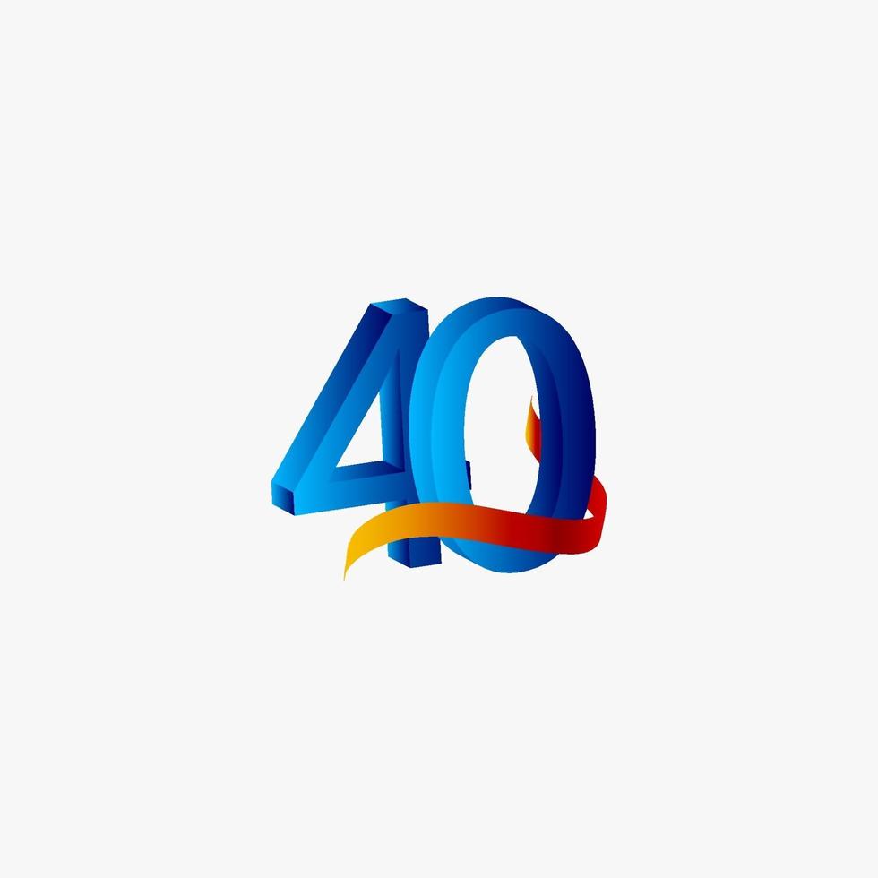 40 Years Anniversary Celebration Number Blue Vector Template Design Illustration
