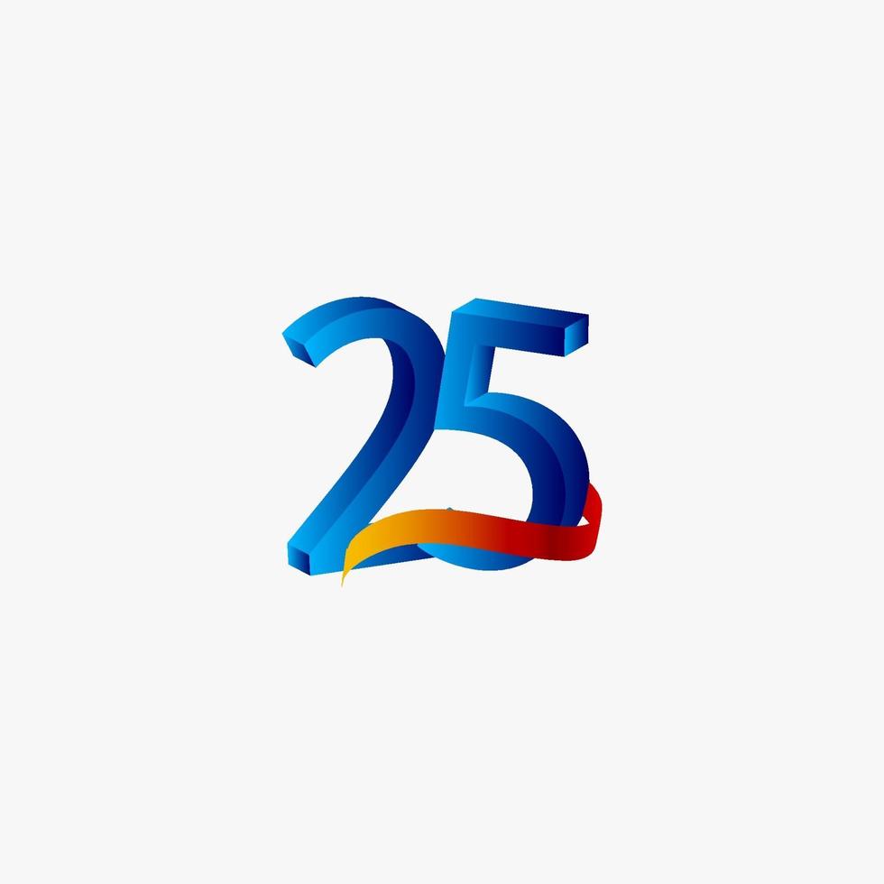 25 Years Anniversary Celebration Number Blue Vector Template Design Illustration